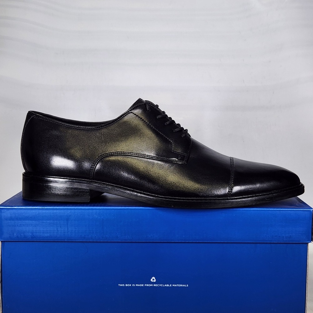 Vince Camuto Oxford Men Size 13 Black Leather Cap Toe Dress Shoes Teodor